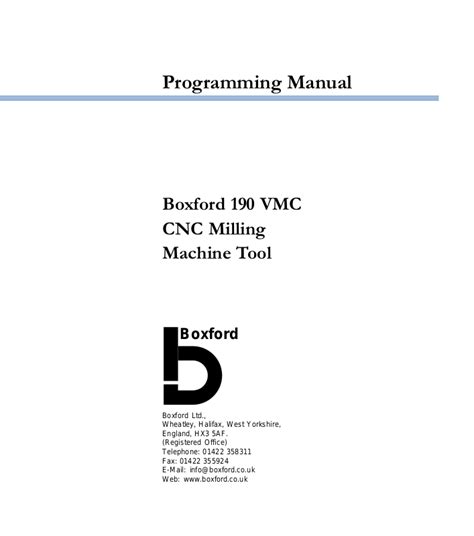 boxford 190 VMC Programming Manual 